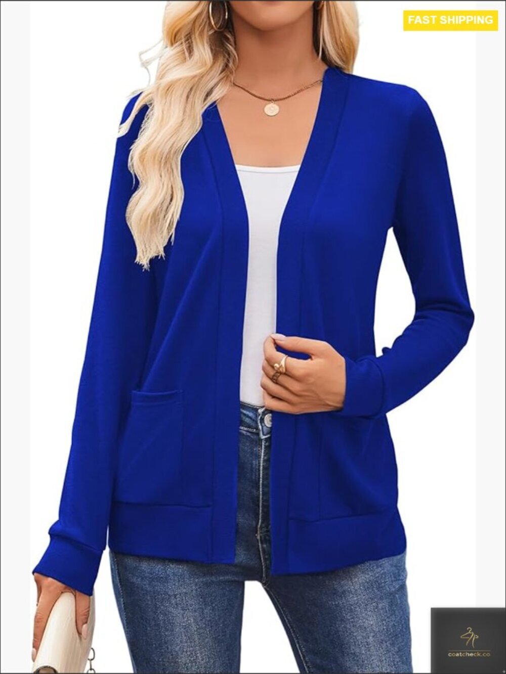 Lightweight V-Neck Cardigan with Pockets Long Sleeve Open Front Knit Sweater